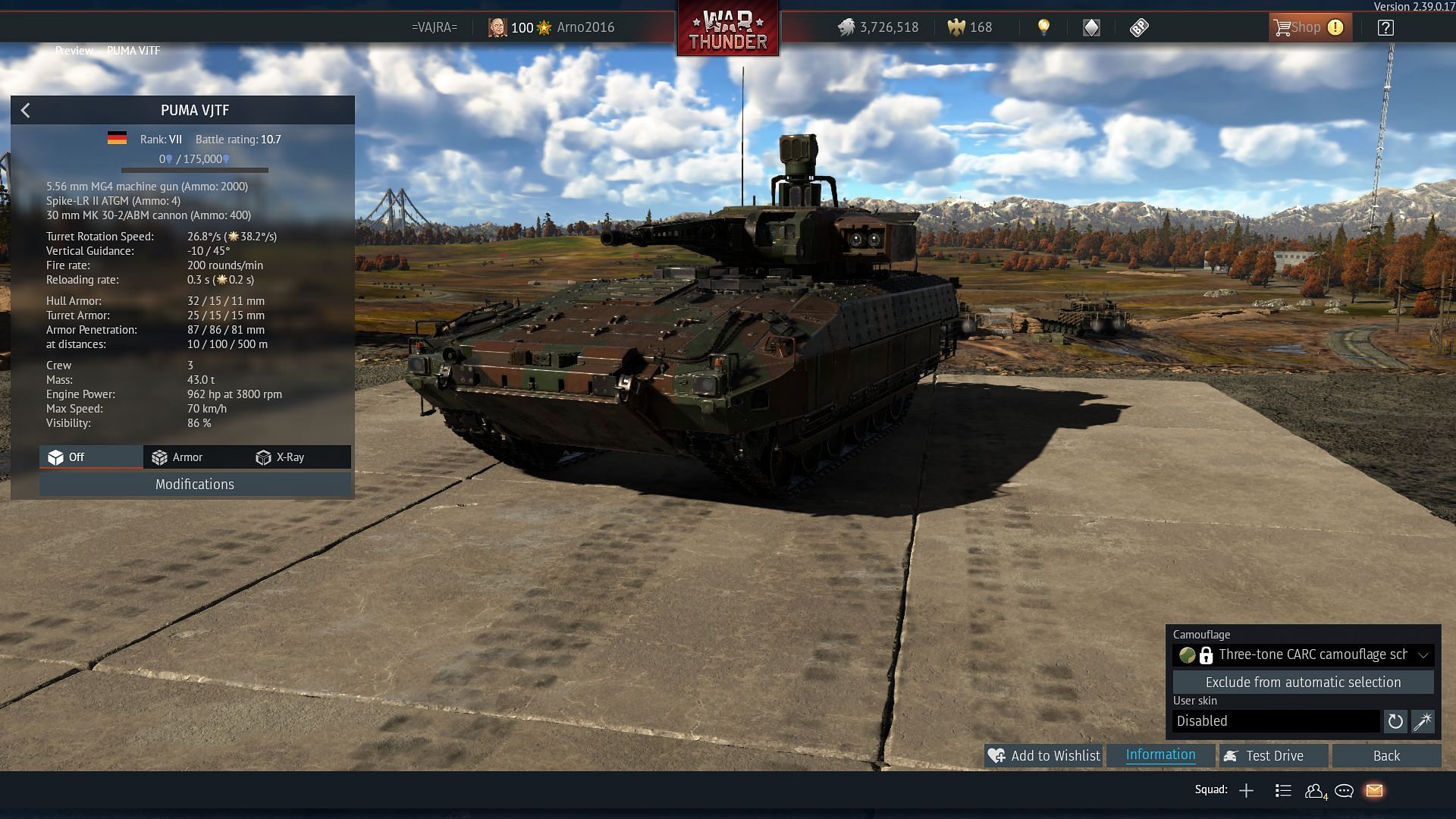 The Puma VJTF in War Thunder (Image via Gaijin Entertainment)