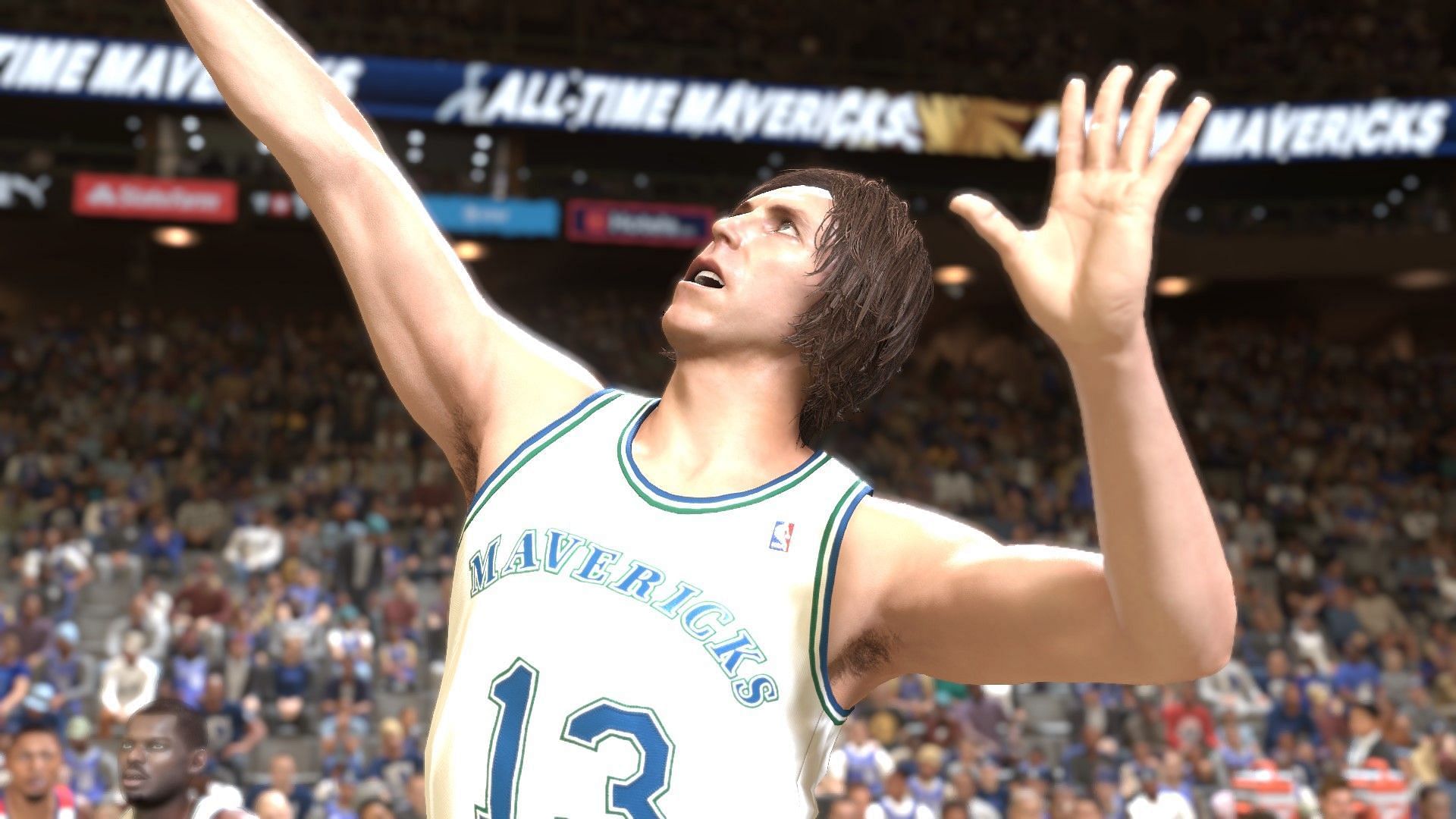 Steve Nash playing for the All-Time Dallas Mavericks All-Time (Image via 2K)