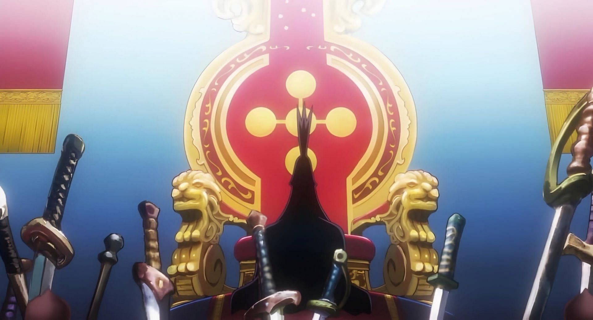 Imu sitting on the Empty Throne (Image via Toei Animation)