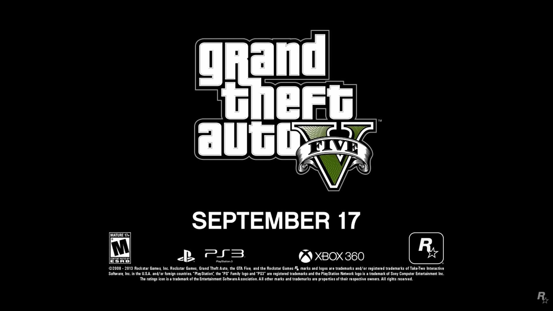 Grand Theft Auto 5&rsquo;s rating in its official trailer video from 2013. (Image via Rockstar Games)