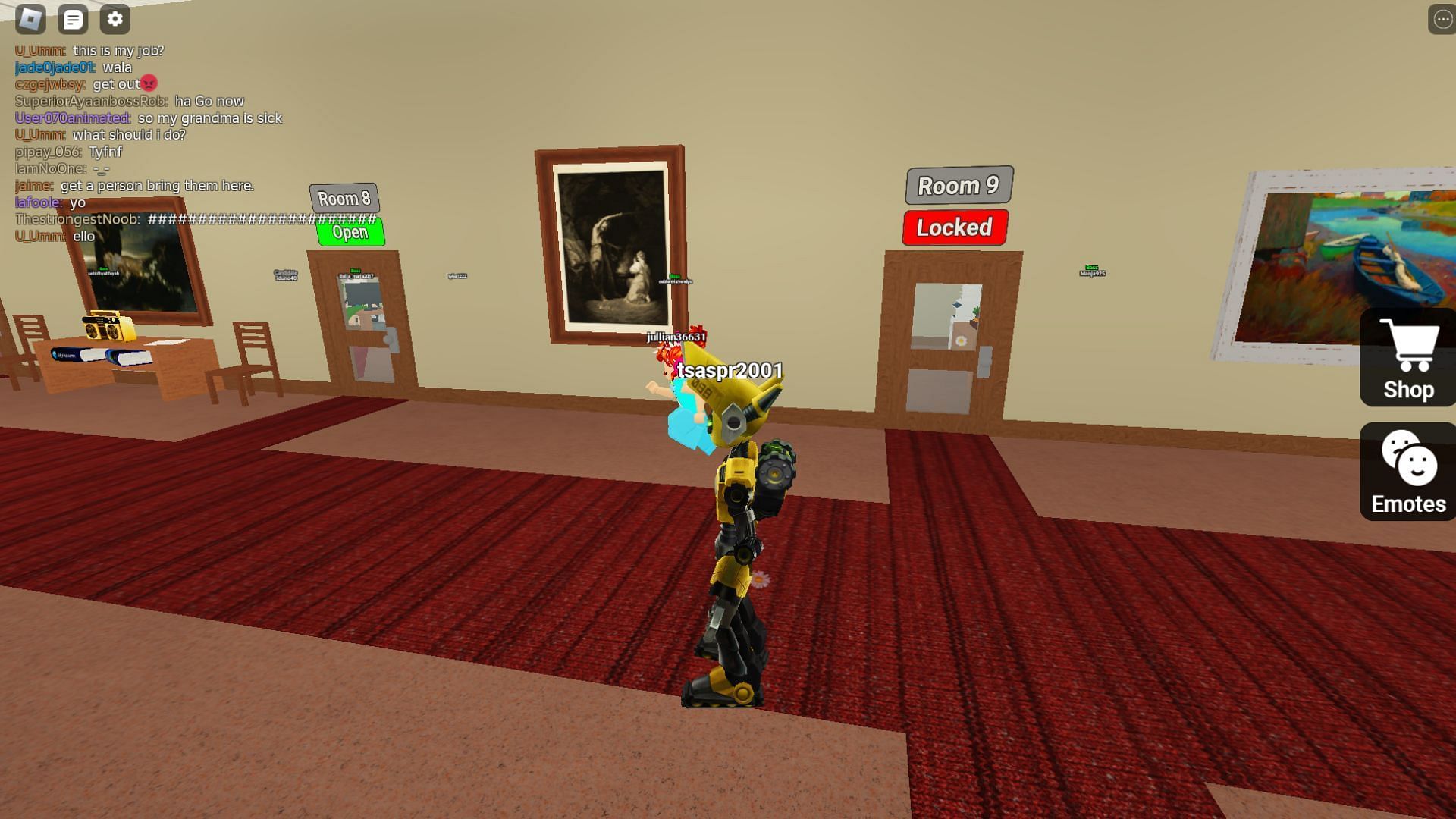 Enter an open room for an interview (Image via Roblox)