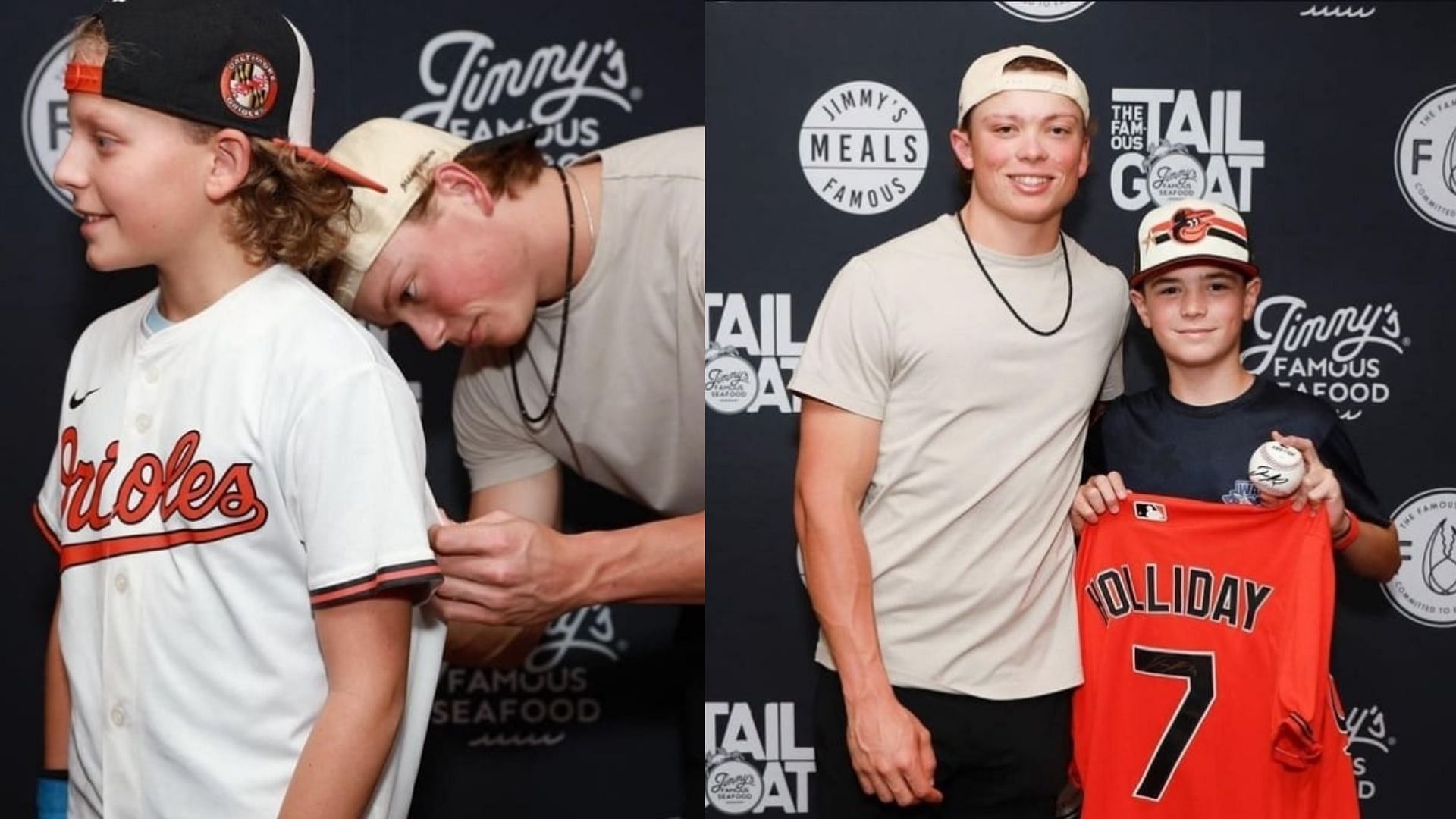 Jackson Holliday with his fans during the 'Meet the Birds' event (Photo Source: @jimmysseafood)