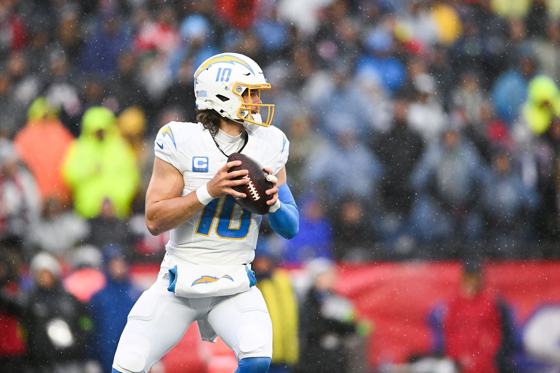 Justin Herbert during Los Angeles Chargers v New England Patriots - Source: Getty