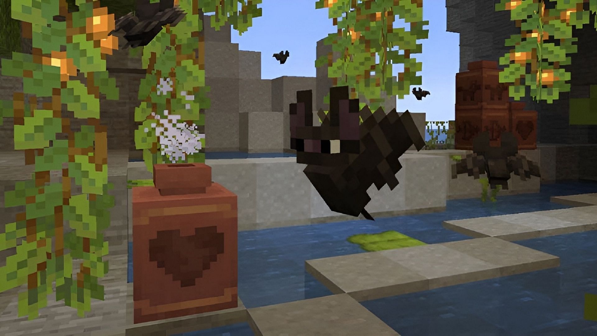 December 2023&#039;s changes to bat and decorated pot models were considered a trial run of Minecraft&#039;s feature drops (Image via Mojang)