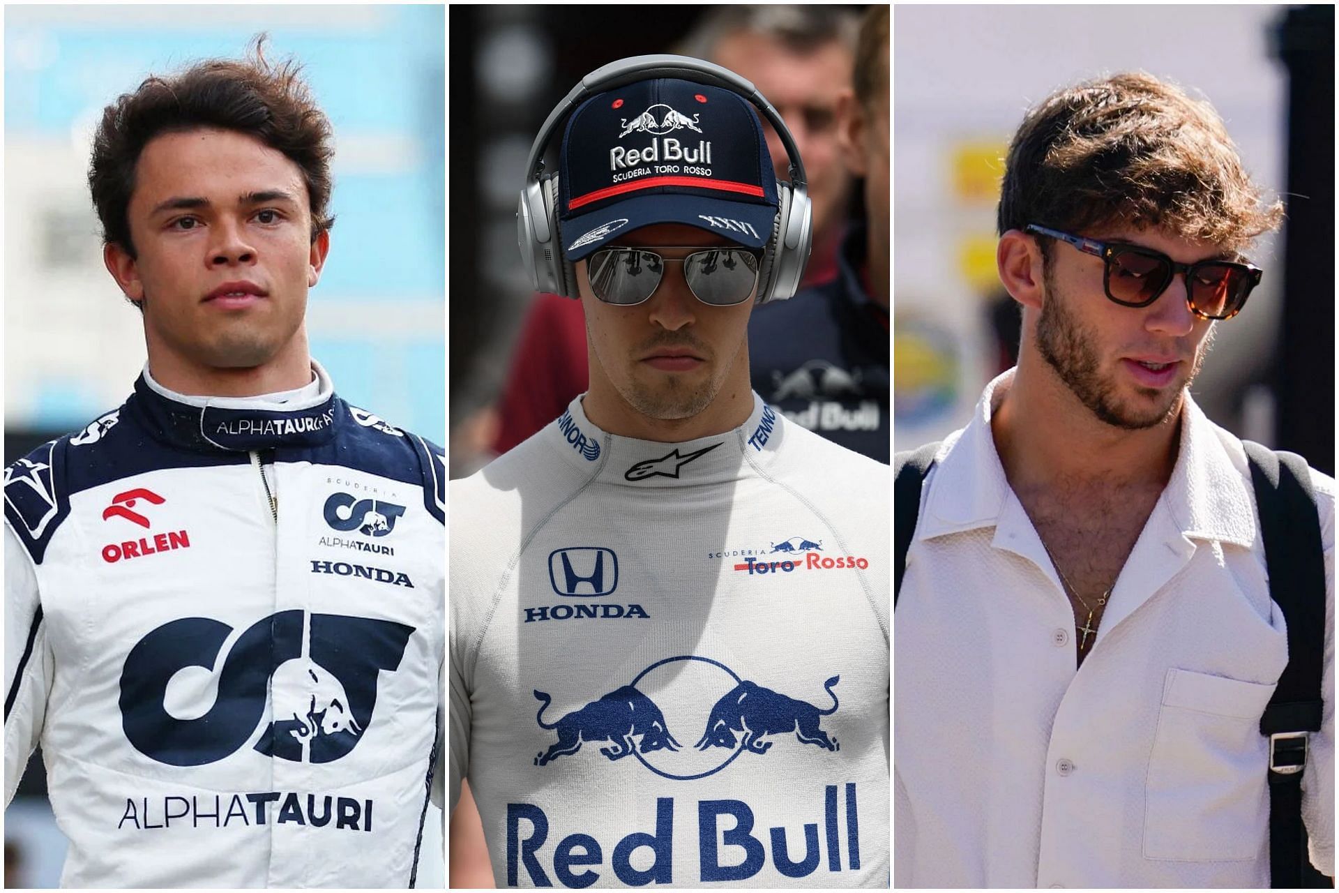 Nyck de Vries (L), Daniil Kvyat (C) and Pierre Gasly (R) (Images via Getty)