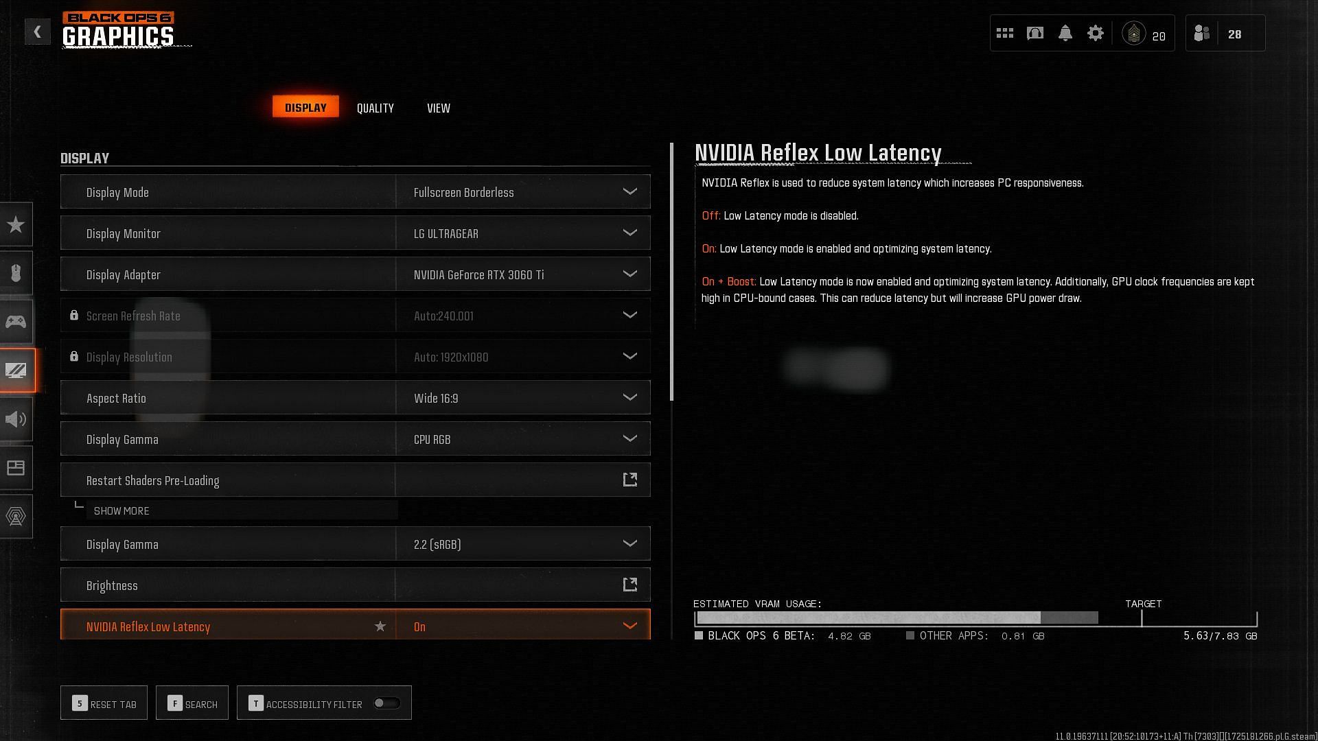 Black Ops 6 graphics settings (Image via Activision)