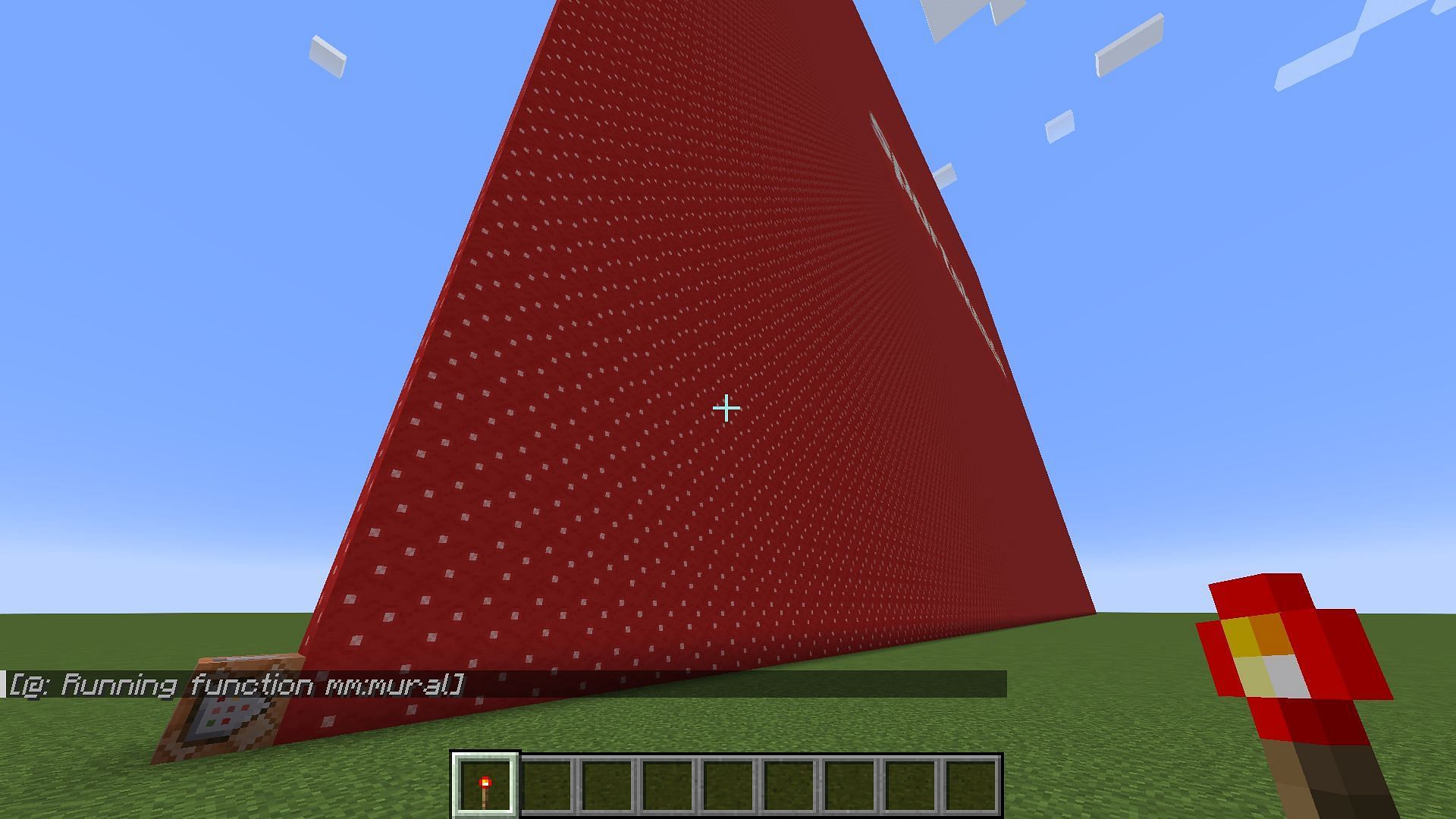 A command block generating pixel art in Minecraft: Java Edition (Image via Mojang)