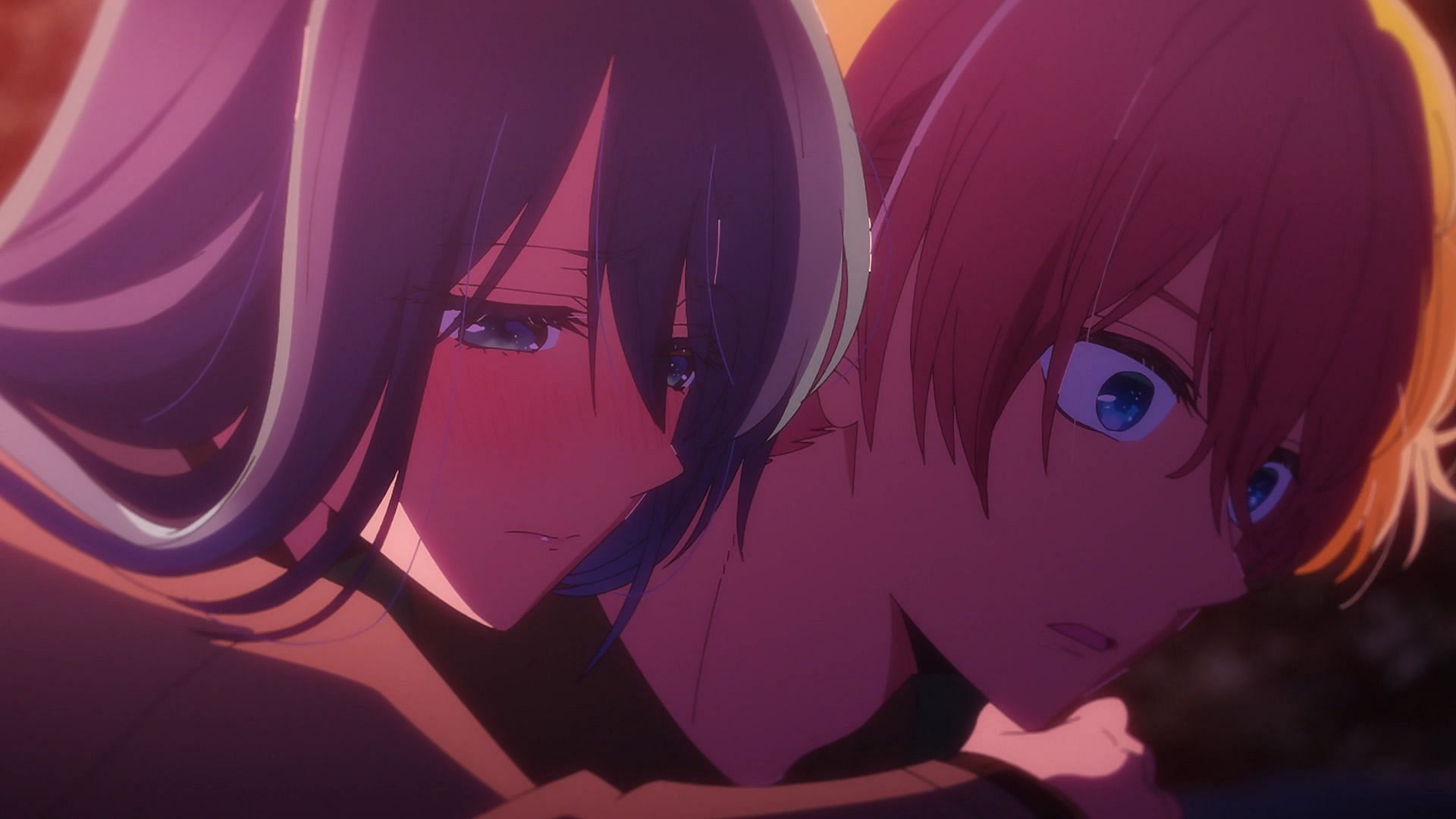 Akane hugging Aqua in Oshi no Ko season 2 episode 11 (Image via Doga Kobo)