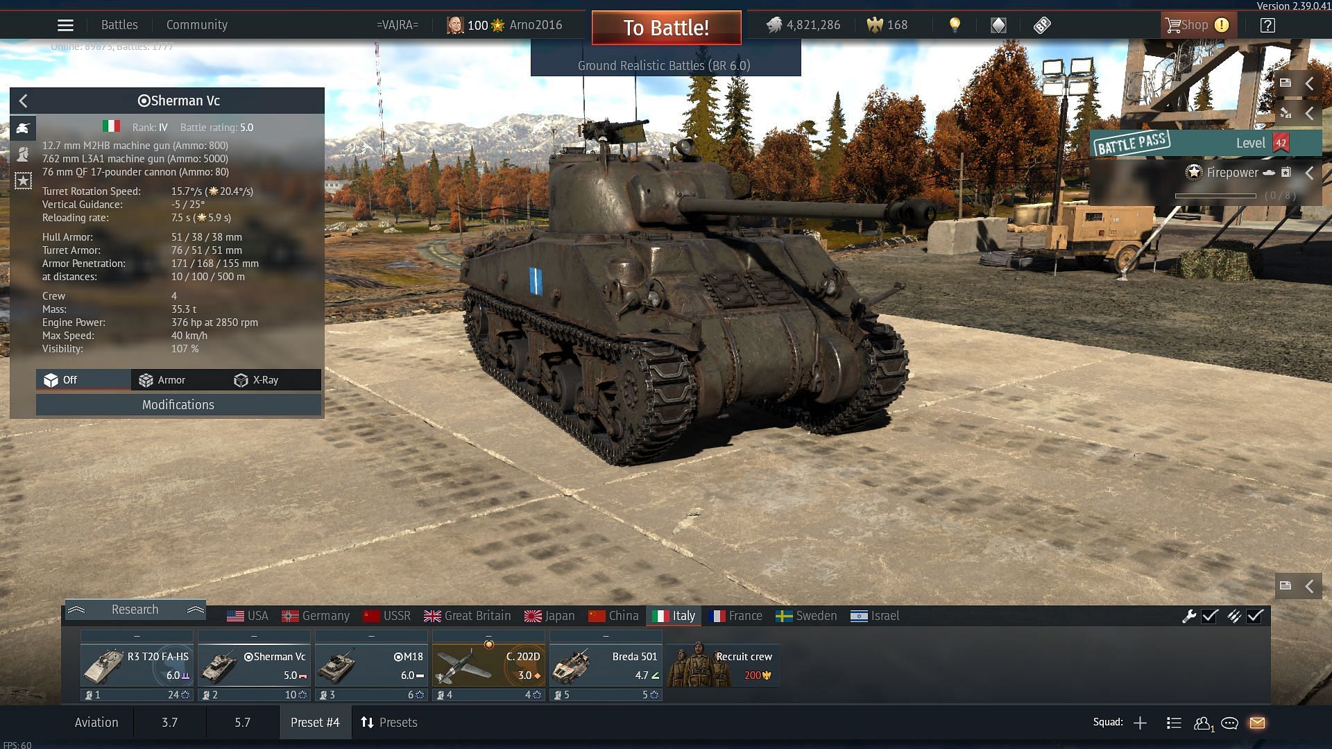 The Italian Sherman Vc in the game (image via Gaijin Entertainment)