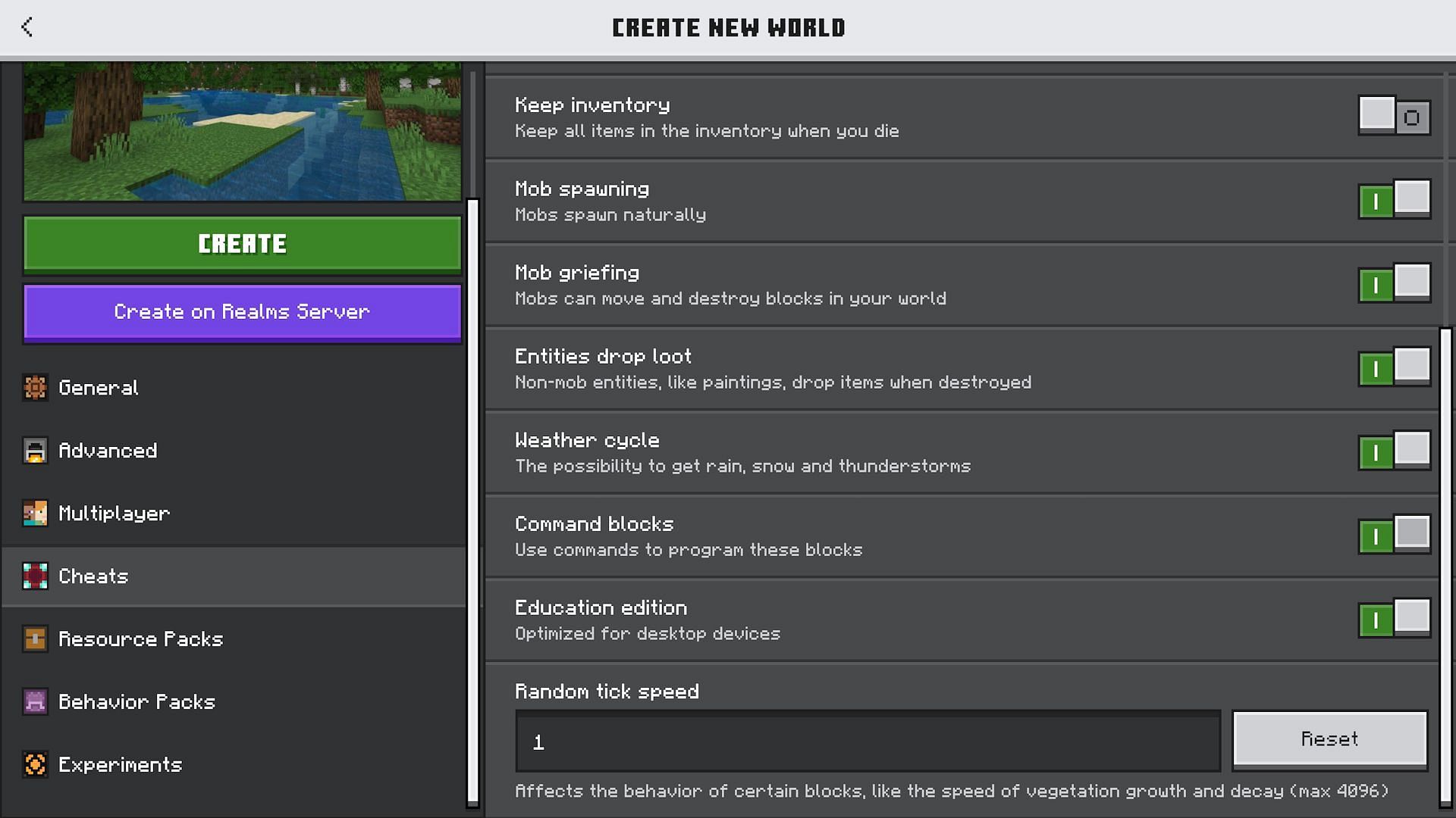 The Education Edition Bedrock slider (Image via Mojang)