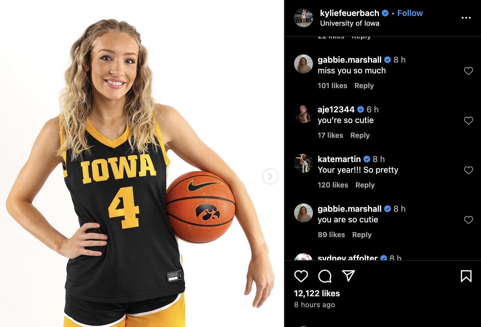 Gabbie Marshall&#039;s reaction to Kylie Feuerbach(Credit: Instagram/@kyliefeuerbach)