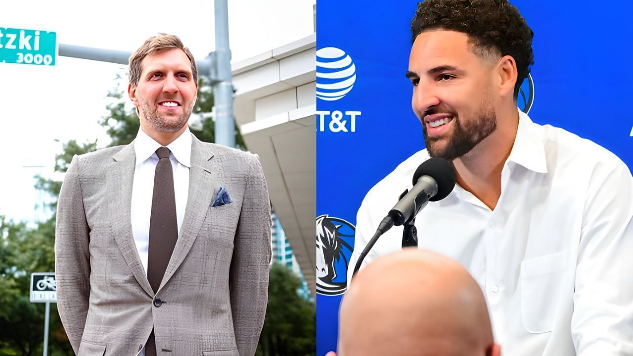 Klay Thompson &amp; Dirk Nowitzki team up to challenge 2x NBA MVP in Dirk