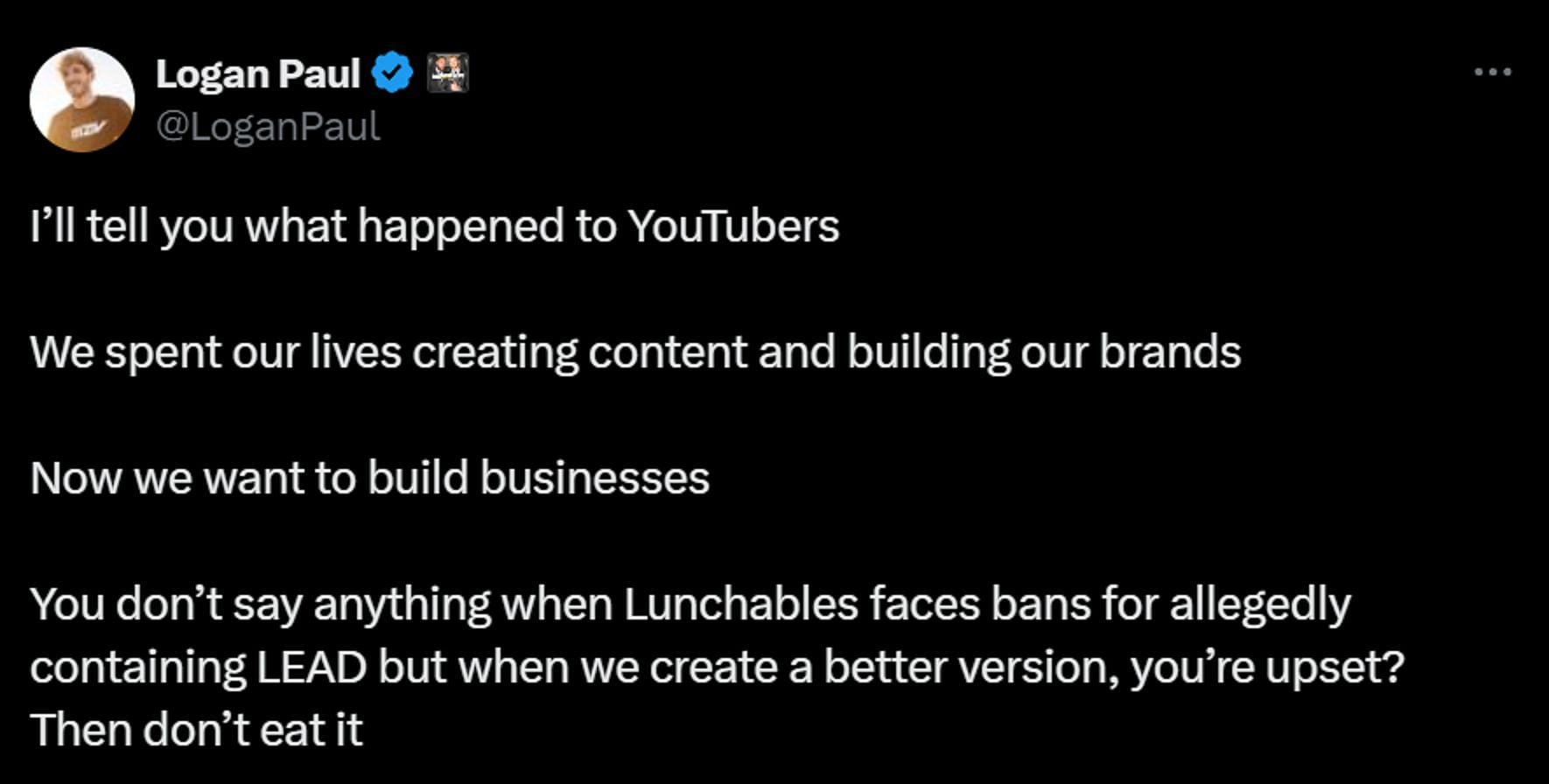 Logan Paul responds to DanTDM&#039;s criticism of Lunchly (Image via X/@Logan Paul)