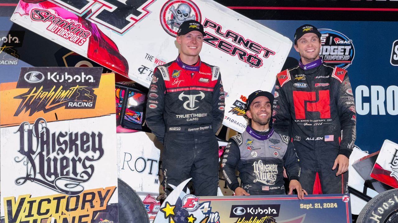 NASCAR Sprint car driver Rico Abreu wins at Eldora Speedway. (Source: X/@HighLimitRacing)