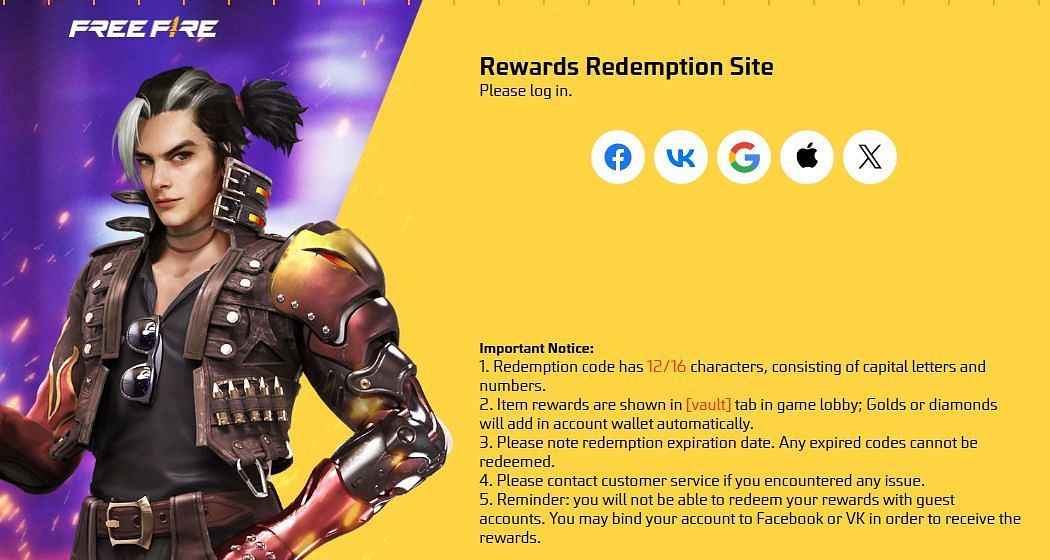 रिडीम कोड (Image via reward.ff.garena.com)