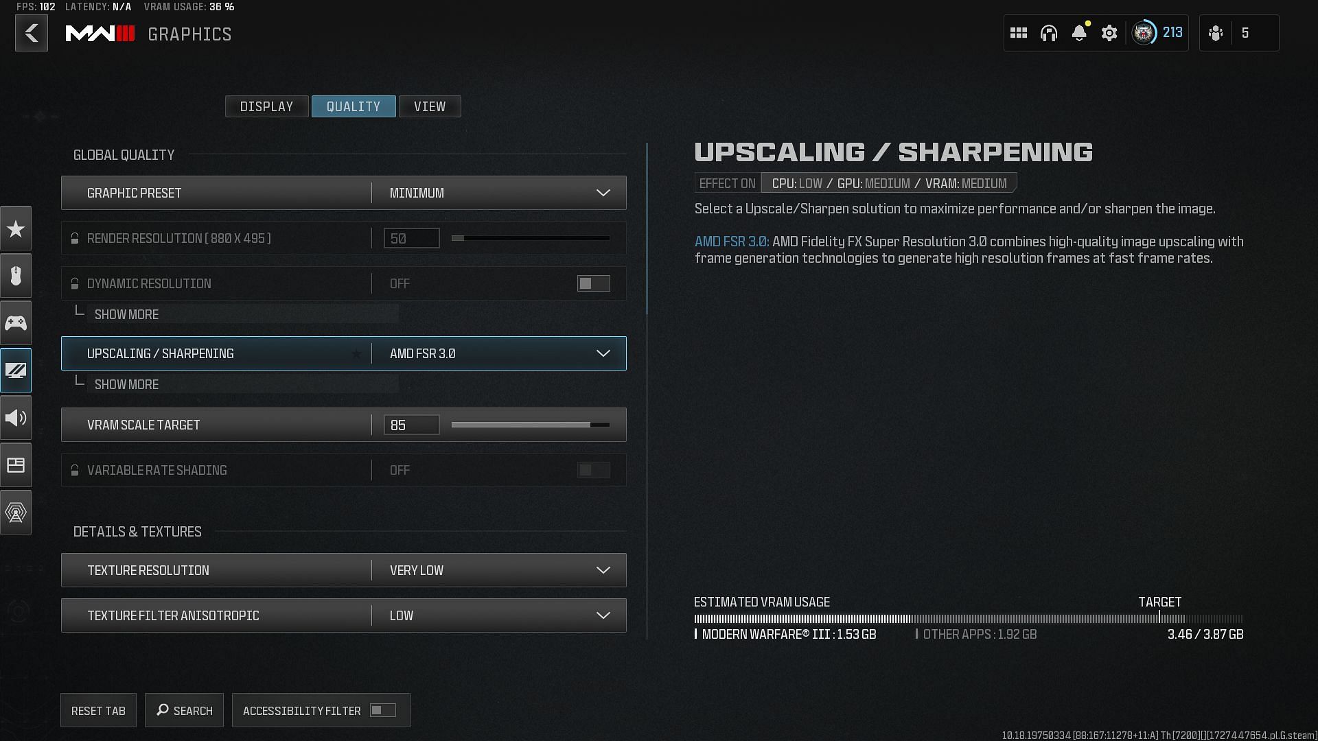 Upscaling options in Warzone (Image via Activision)