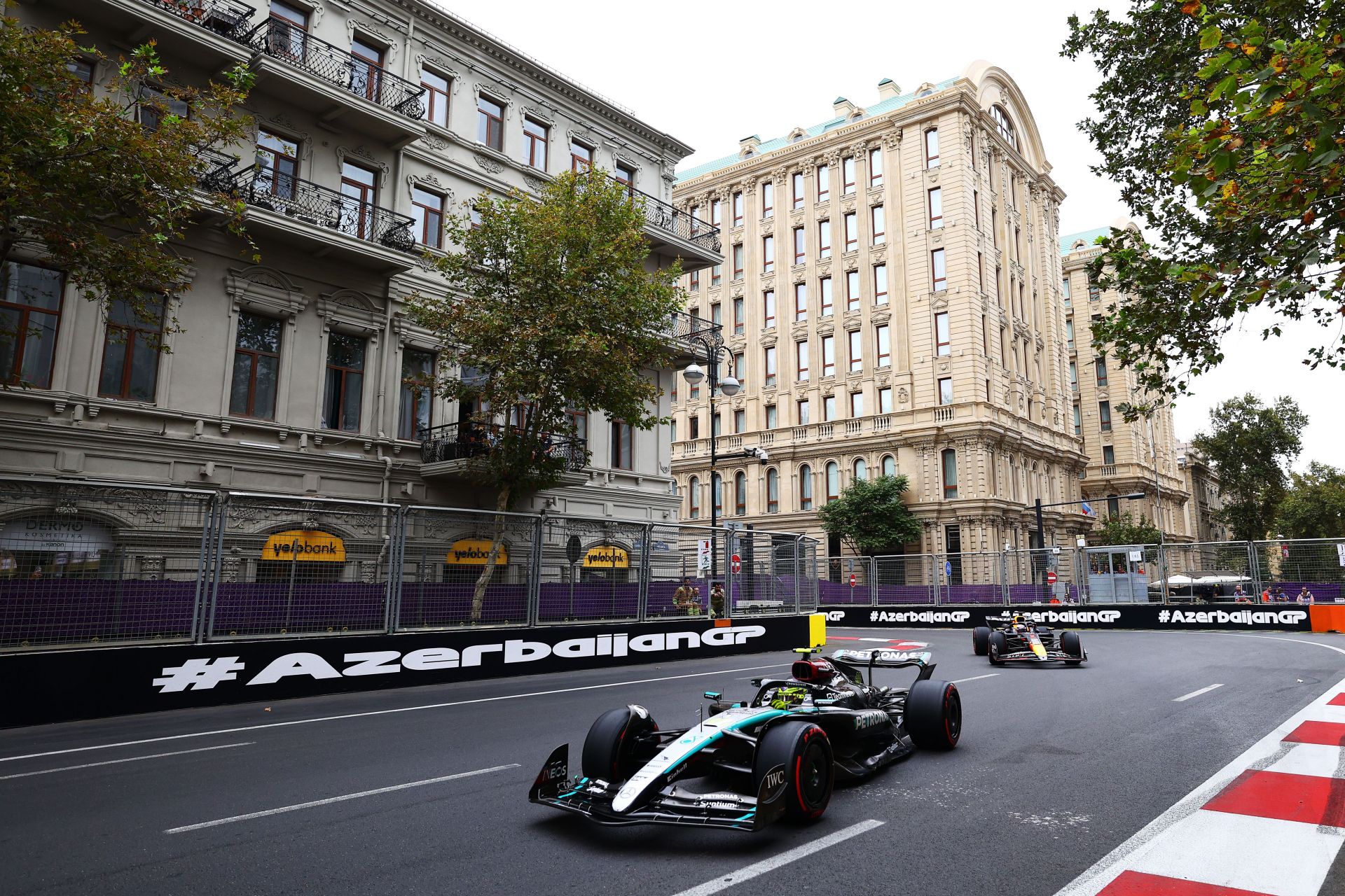 Lewis Hamilton of Great Britain driving the (44) Mercedes AMG Petronas F1 Team W15 at the F1 Grand Prix of Azerbaijan - Final Practice at Baku City Circuit. - Source: Getty Images