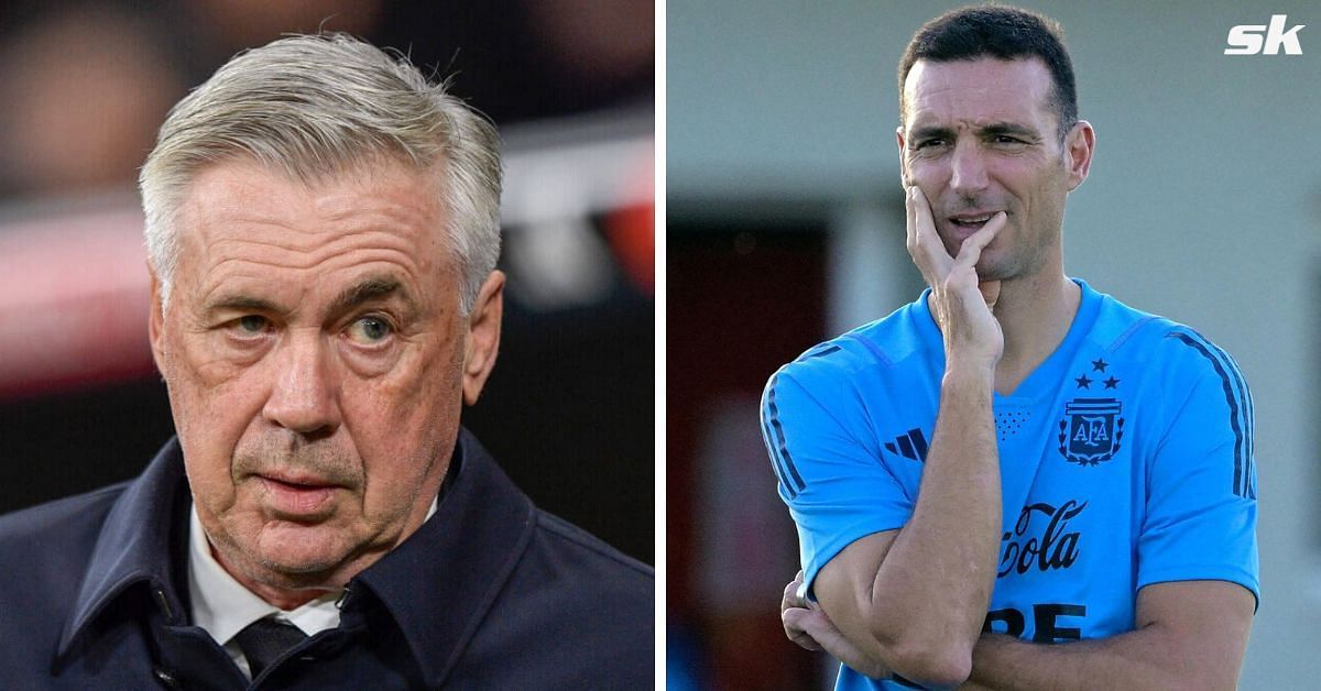 Real Madrid boss Carlo Ancelotti (left) and Argentina manager Lionel Scaloni