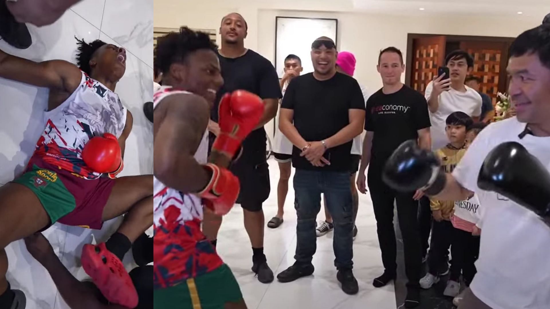 Manny Pacquiao floored IShowSpeed with a punch to the gut (Images via IShowSpeed/YouTube)