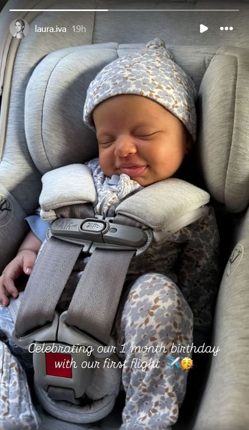 Laura Ivaniukas celebrates daughter's 1-month birthday with adorable first flight snap (Image: @laura.iva IG)