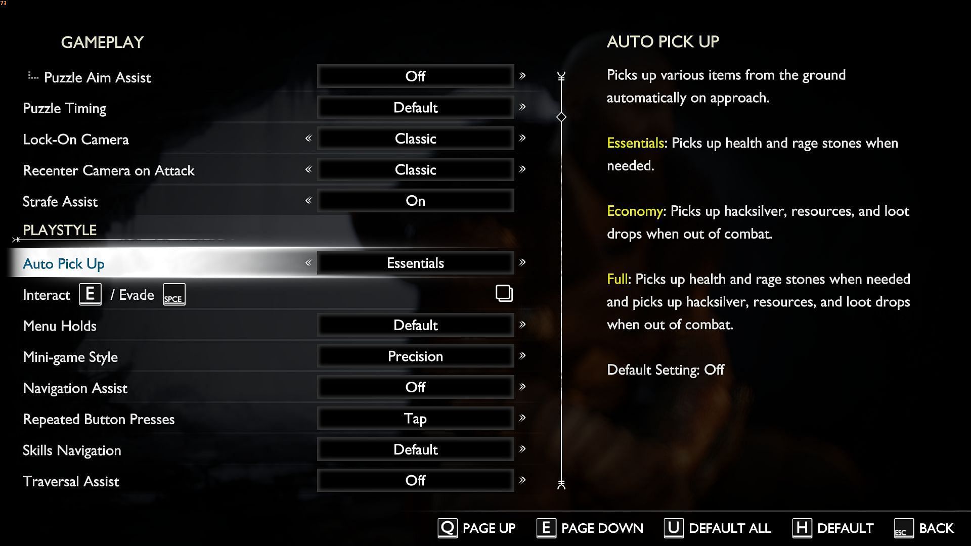 Auto Pick Up setting (Image via Sony Interactive Entertainment)