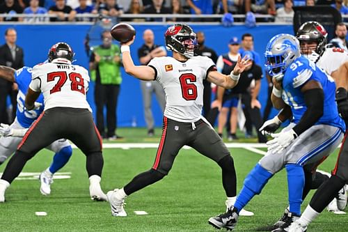 Baker Mayfield at Buccaneers at Lions - Source: Getty