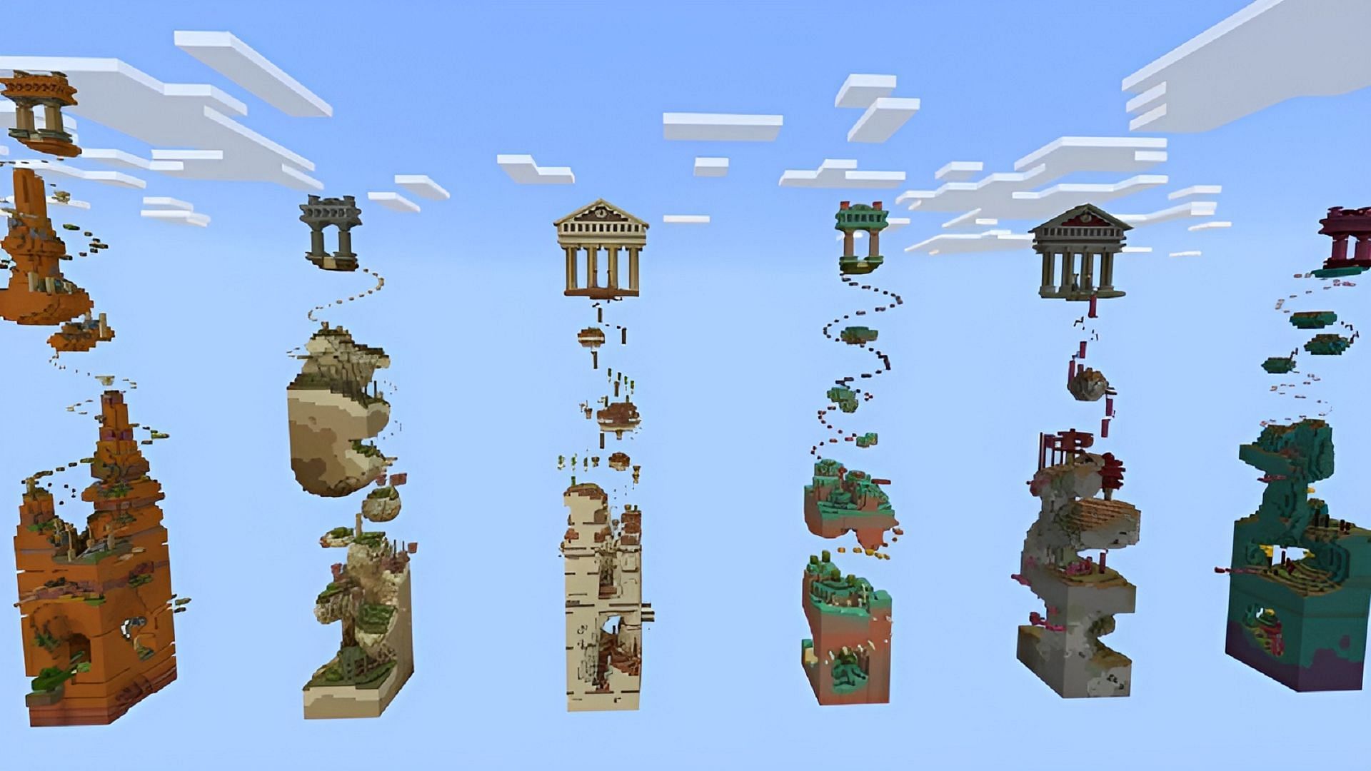 This Minecraft world offers multiple chunks that serve as themed parkour courses (Image via Eescal Studios)