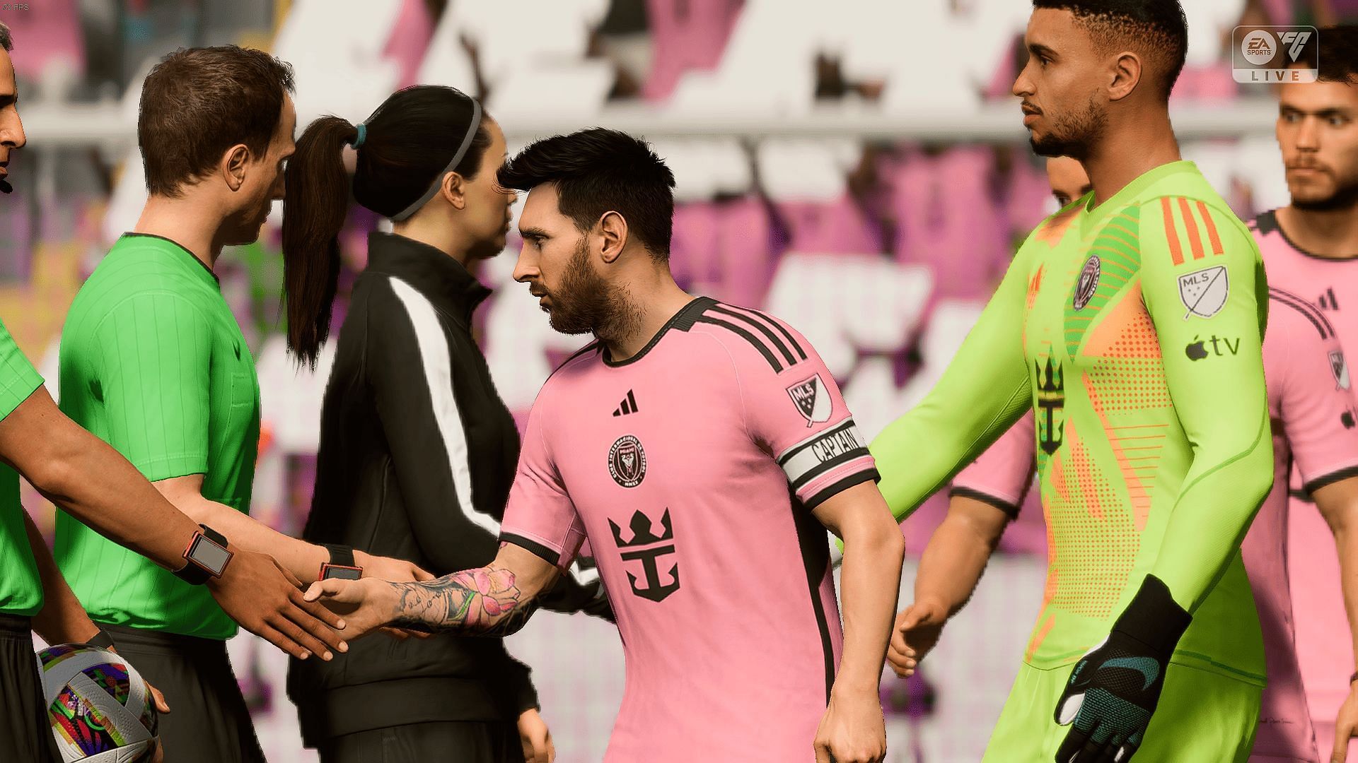 Lionel Messi and Drake Callendar before kick-off in EA FC 25 (Image via EA Sports)