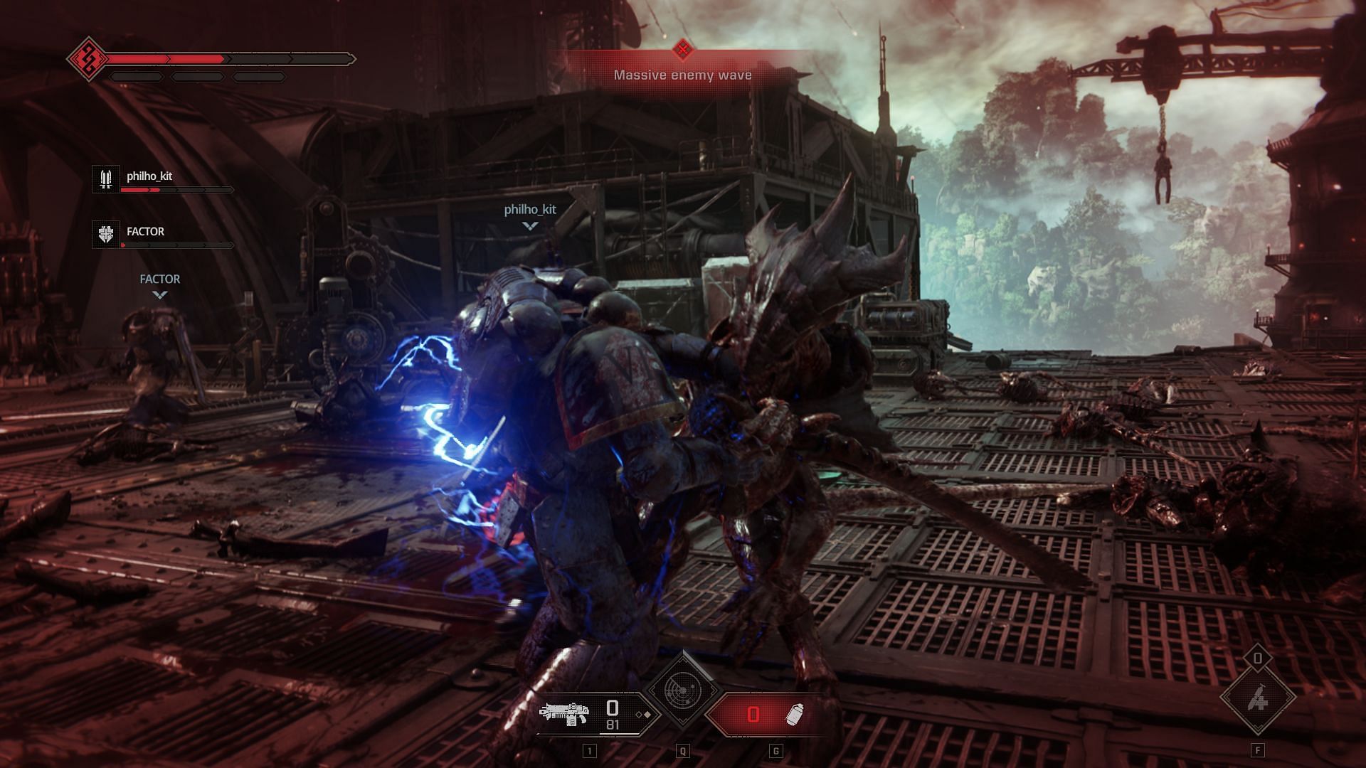 Fighting Tyranid Warriors in Warhammer 40k: Space Marine 2 (Image via Focus Entertainment)