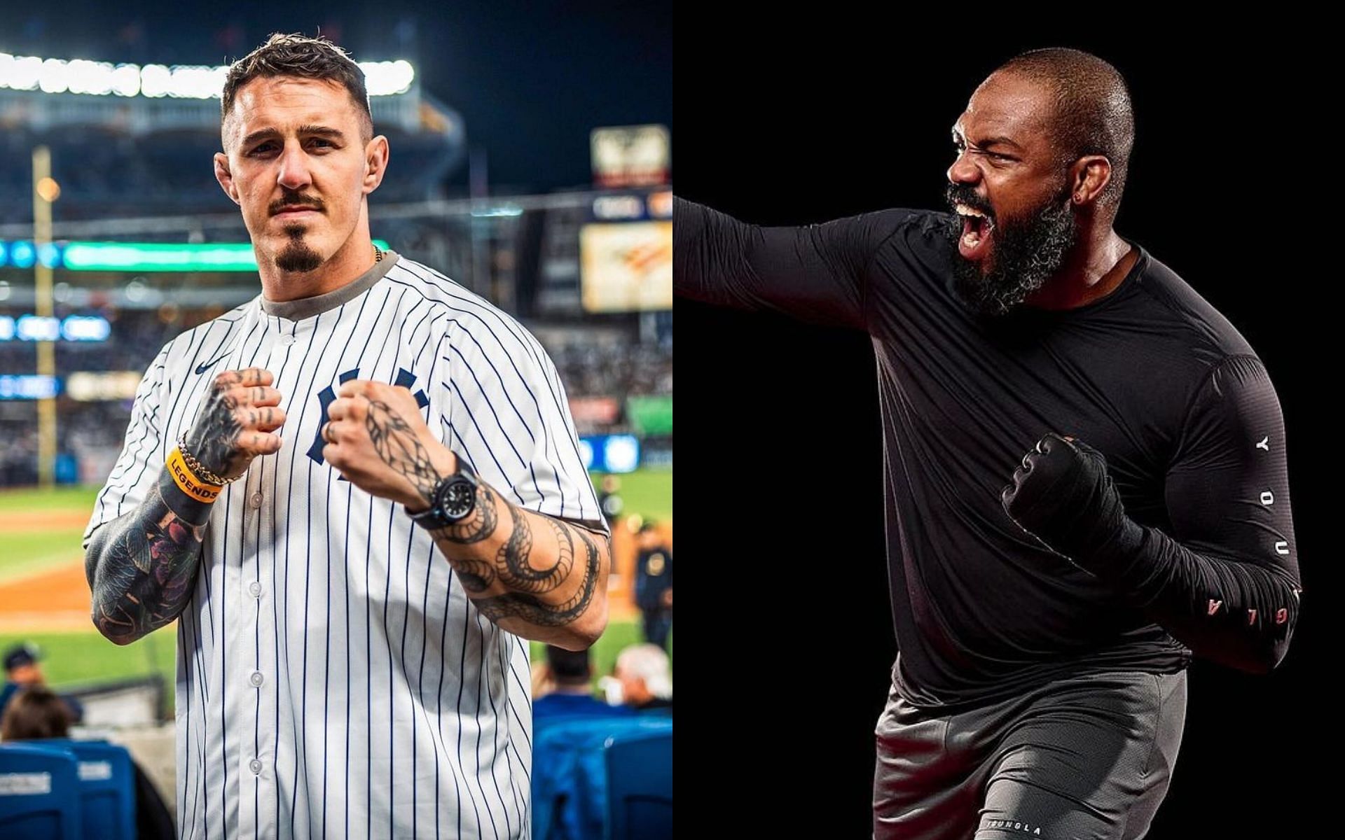 Tom Aspinall (left) gets advice from UFC alum on potential fight against Jon Jones (right). [Images courtesy @tomaspinallofficial and @jonnybones on Instagram]