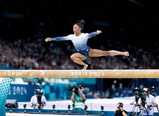 "Learning another new thing"- Simone Biles shows off balance beam skill famously executed by Skye Blakey as she prepares for Gold Over America tour