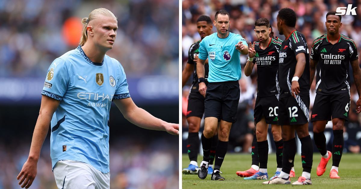 Manchester City striker Erling Haaland (left) and Jorginho