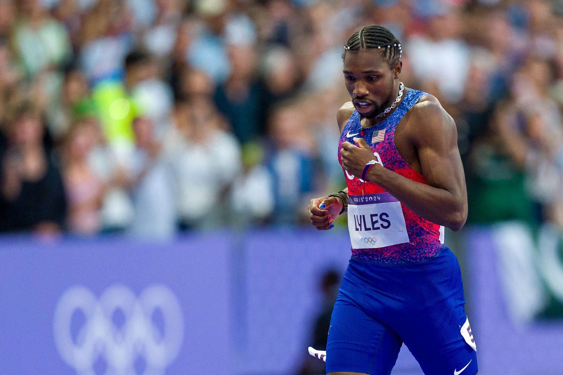 Noah Lyles in action at the Paris Olympics [Image Source: Getty]