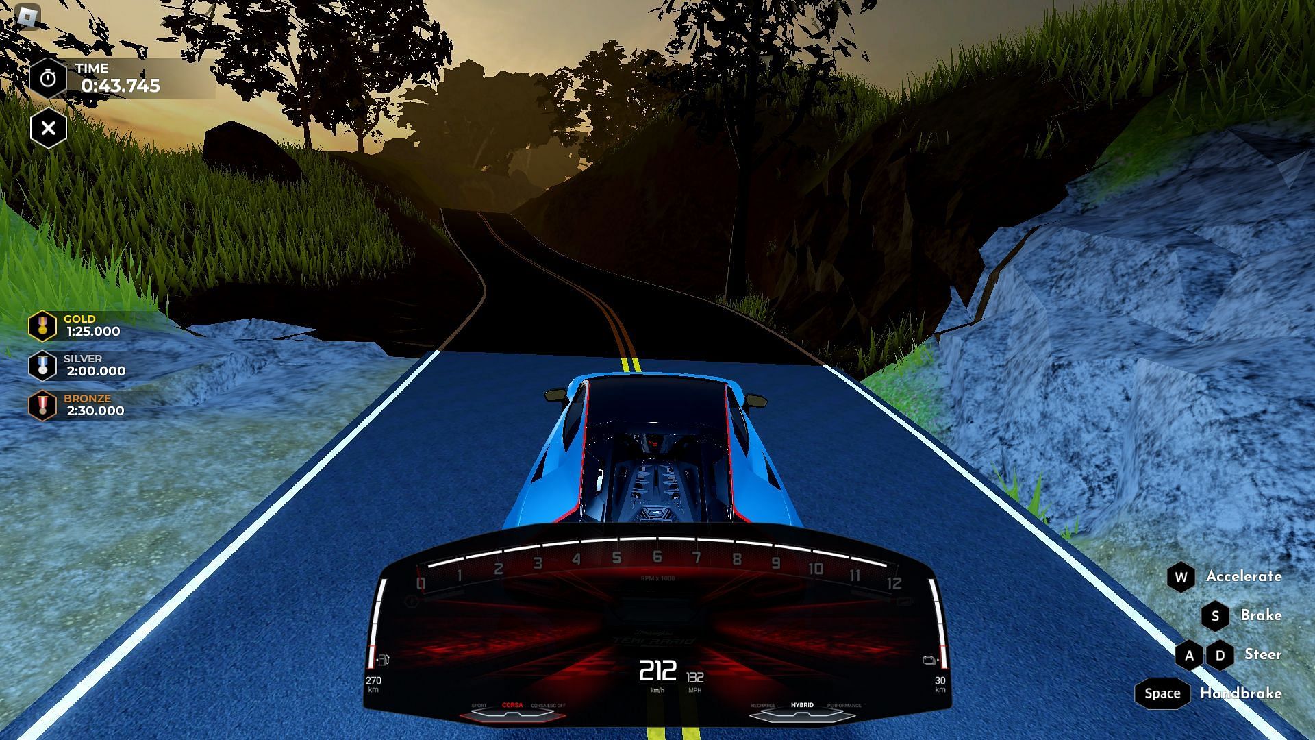 Racing in the Lamborghini Lab Time Trial (Image via Roblox)