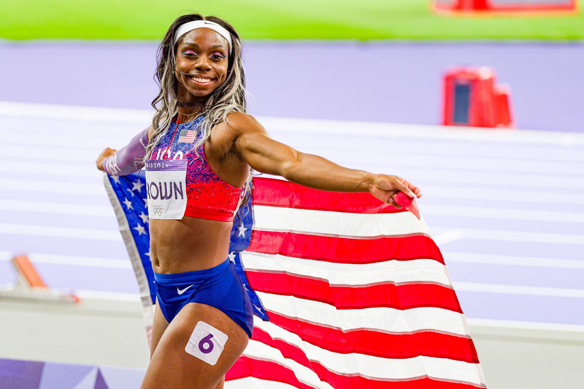 Brittany celebrating after the women&#039;s 200m final [Image Source: Getty]