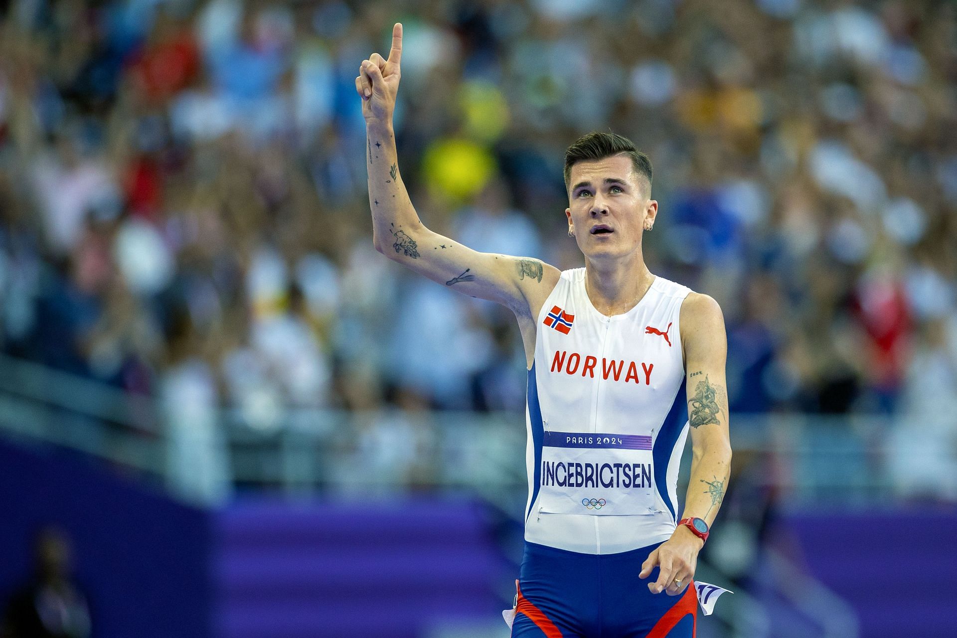 Jakob Ingebrigtsen during the 5000m event of the 2024 Paris Olympics (Image via: Getty Images)