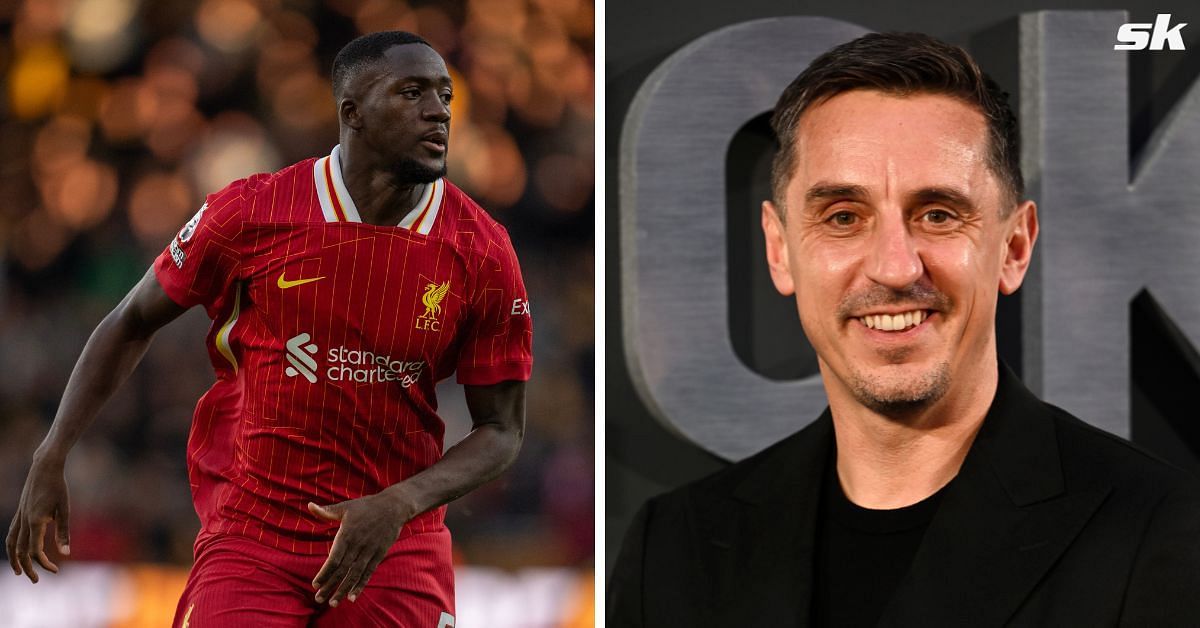 &ldquo;How is this possible?&rdquo; - Liverpool star Ibrahima Konate involved in hilarious moment with Gary Neville after&nbsp;win&nbsp;at&nbsp;Wolves