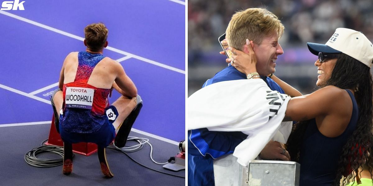 Hunter Woodhall and Tara Davis-Woodhall break down his comeback at the Paris Paralympics (Image Source: Left - @hunterwoodhall on Instagram, Right - Getty)