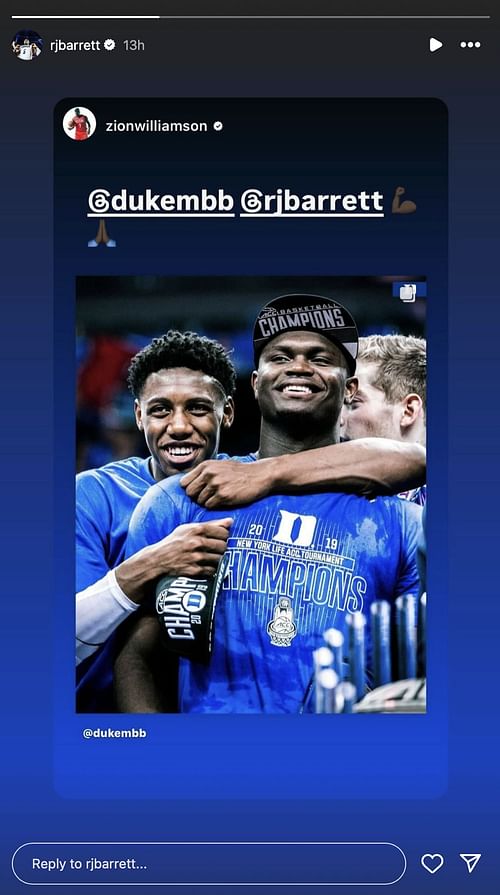 Credits: @zionwilliamson Instagram