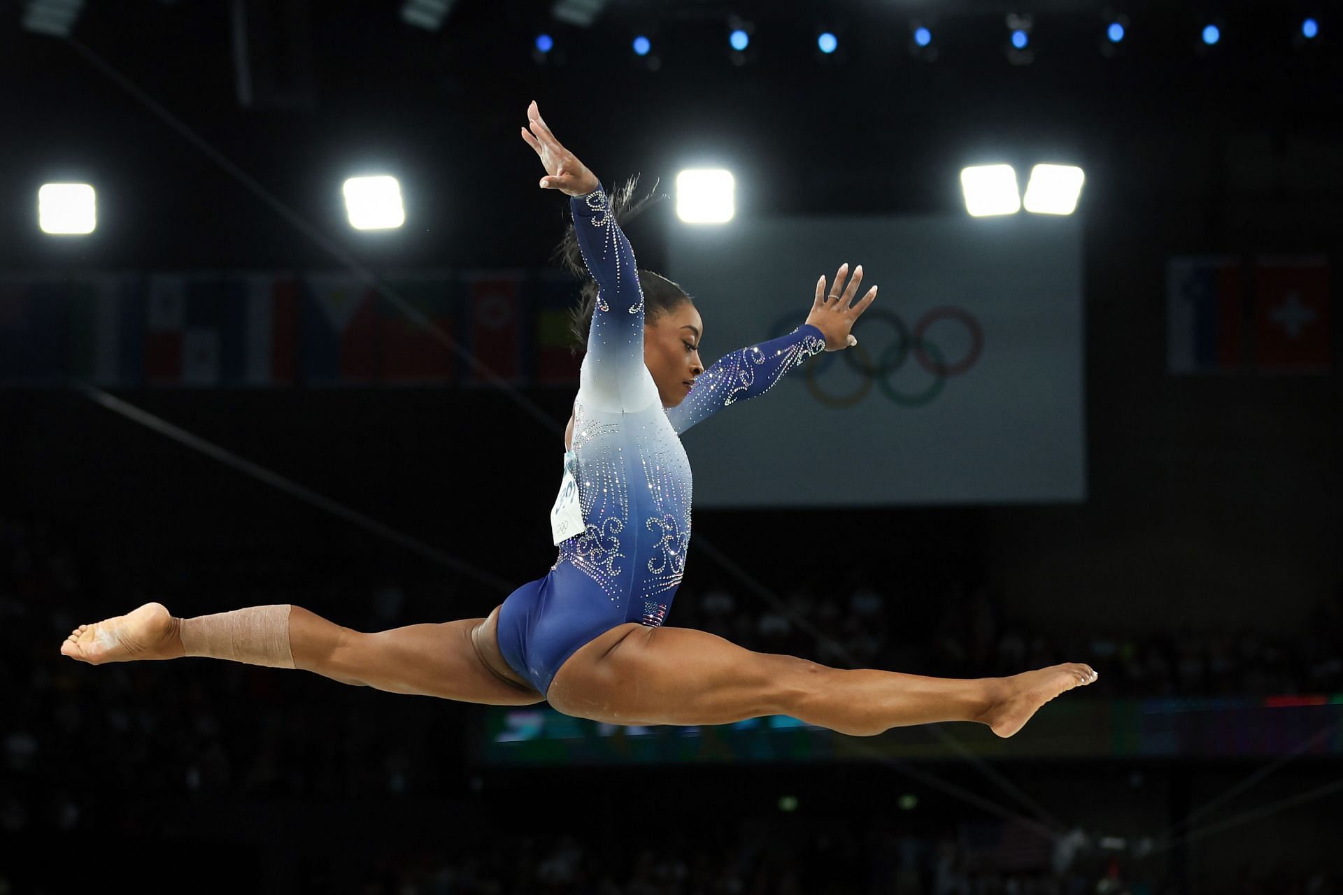 Simone Biles performing during the balance beam finals at the Paris Olympics 2024 [Image Source: Getty]