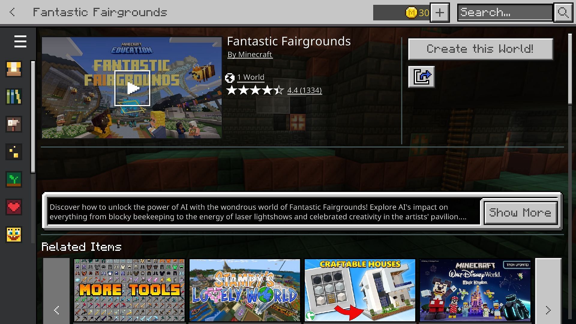 Fantastic Fairgrounds can be downloaded for free from the marketplace (Image via Mojang)