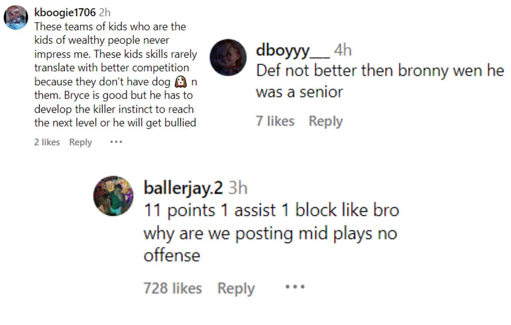 Fans&#039; comments on Bryce James&#039; game against NBA Academy