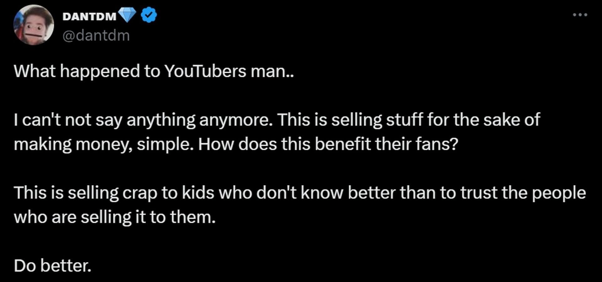 DanTDM criticizes MrBeast, KSI, and Logan Paul over their business (Image via X/DanTDM)