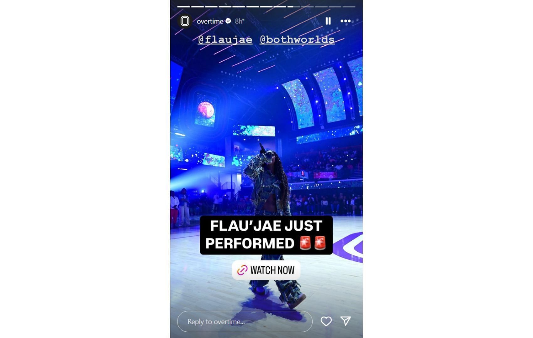 Overtime&#039;s Instagram story about Flau&#039;jae Johnson&#039;s performance