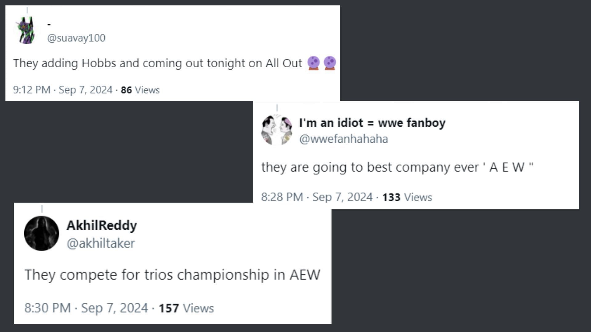 Fans react to rumors of The Hurt Business&#039; possible new version. [Screenshots via WrestlePurists&#039; X]