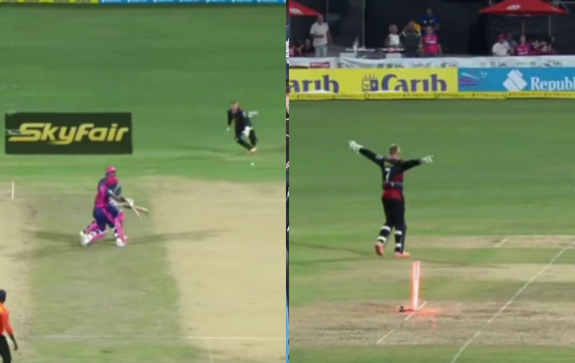 Billings capitalized on a mid-pitch collision between the batters with a terrific throw [Credit: @CPL X handle]