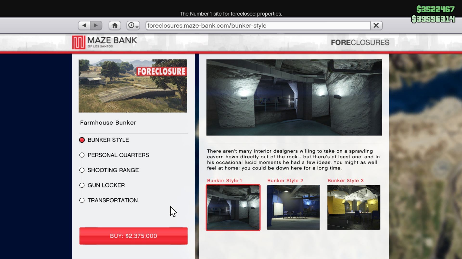 The Bunker buying screen in Grand Theft Auto 5 Online (Image via Rockstar Games)