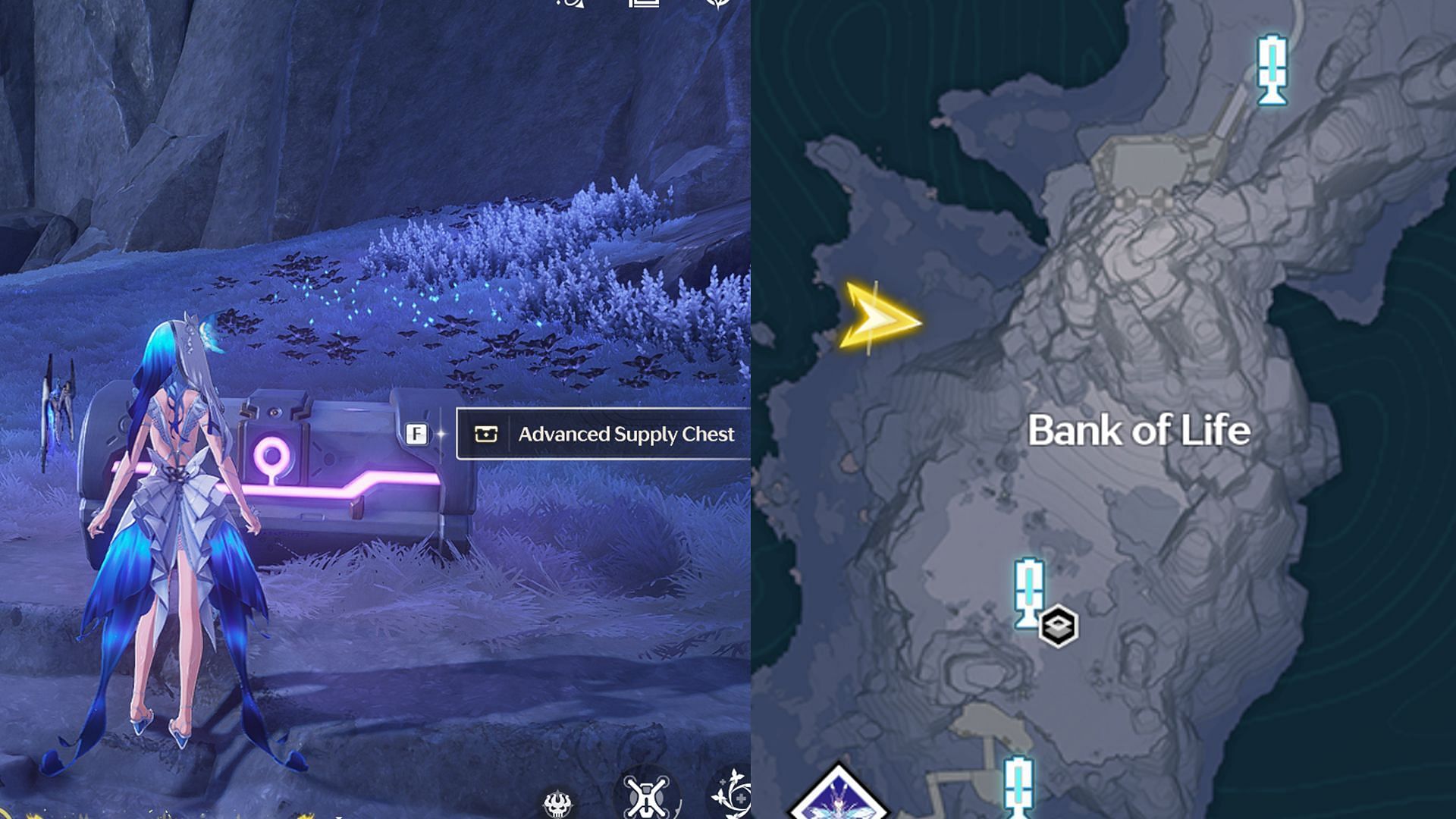 Location of Advanced Supply Chest #2 on the shores of Bank of Life (Image via Kuro Games)