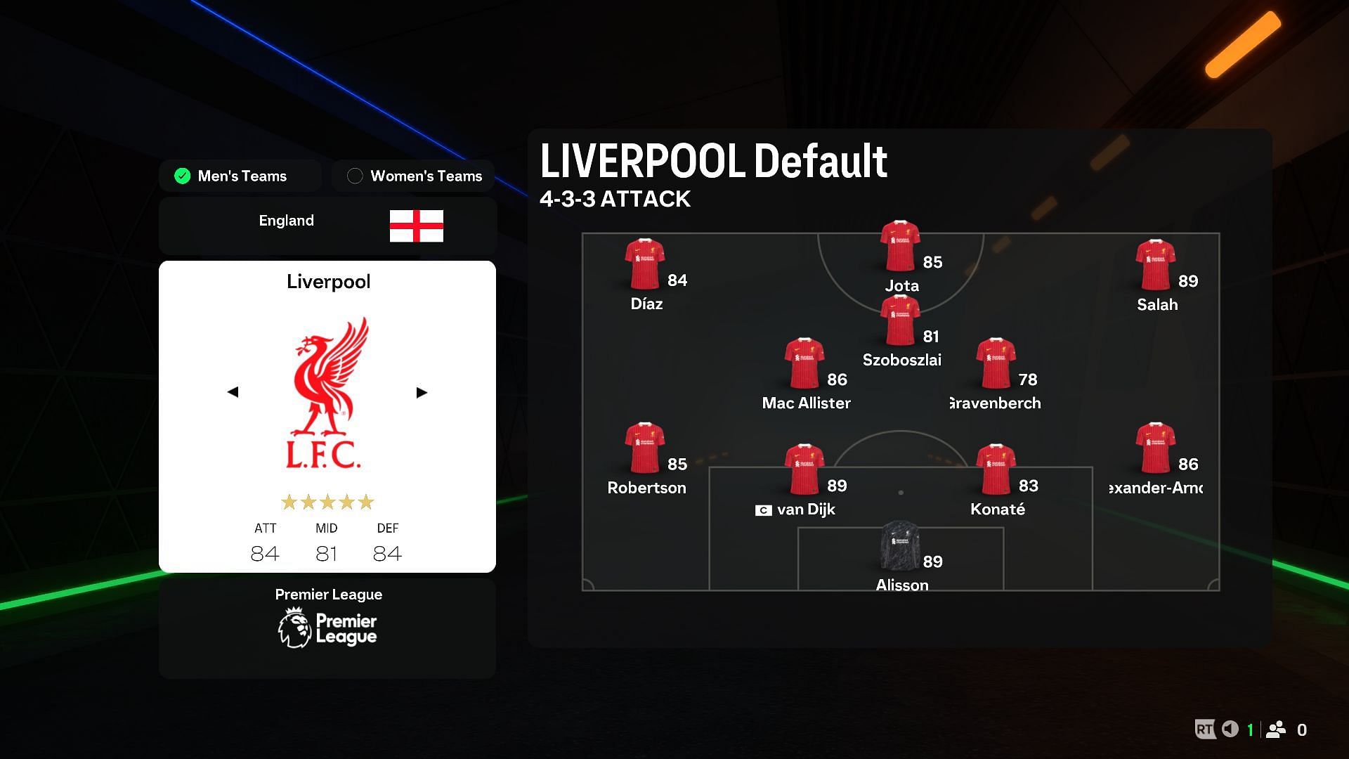 Use this formation with these players in the Liverpool starting 11 (Image via EA Sports)