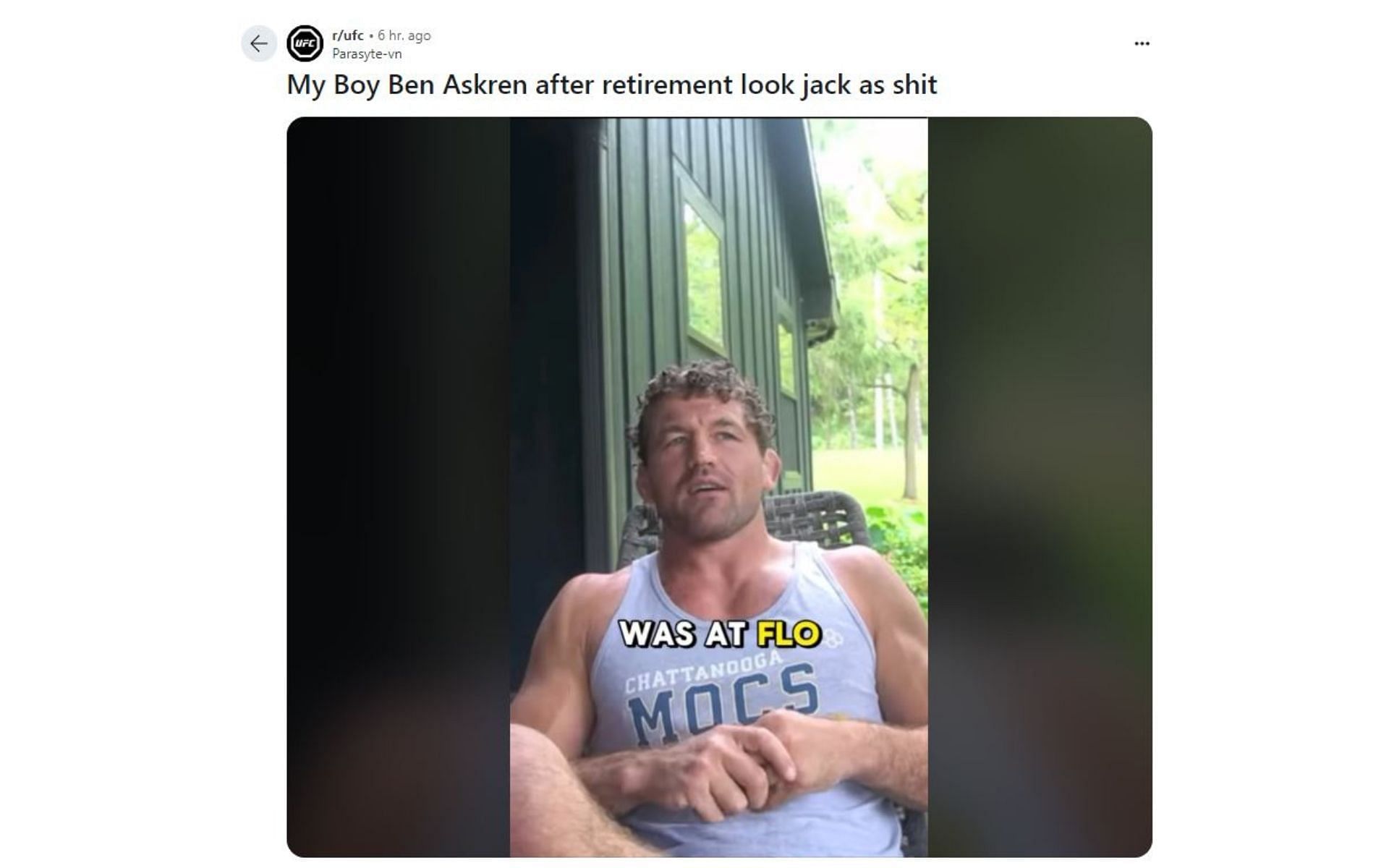 Ben Askren as seen on Reddit: [Image credit: r/ufc on Reddit]